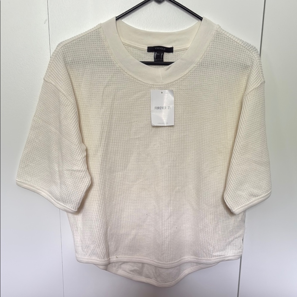 Forever 21 Cream Boxy Short Sleeve Tee